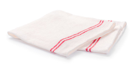 Table cloth kitchen isolated. White napkin on white background.の写真素材