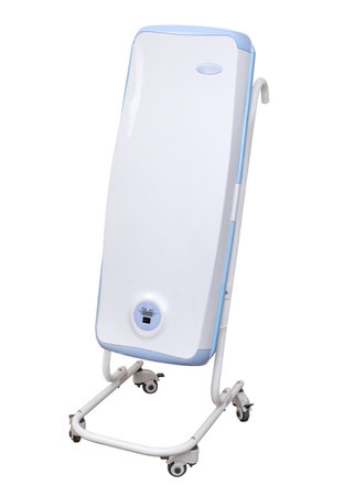 UV bactericidal mobile air circulator irradiator for room disinfection. Recirculator isolated on white.の写真素材