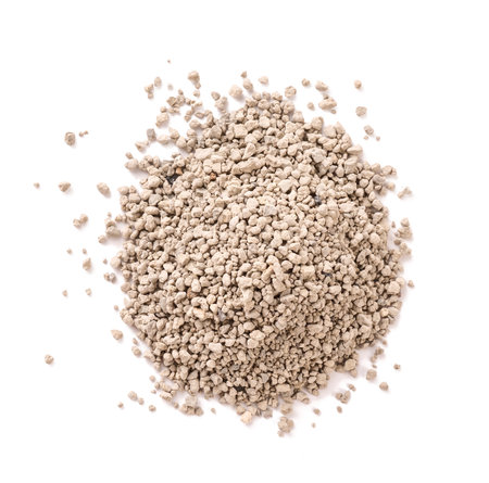 A pile of cat litter. Cat litter texture. Top view.の写真素材