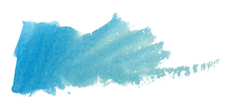 Colorful watercolor spot on isolated white background. Blue blot. Colored aquarelle simple. Hand drawn watercolor splotchの写真素材