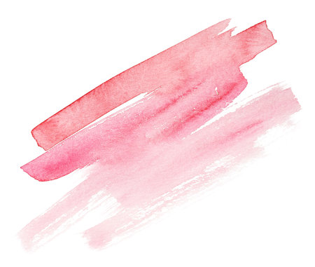 Colorful watercolor spot on isolated white background. Pink blot. Colored aquarelle simple. Hand drawn watercolor splotchの写真素材