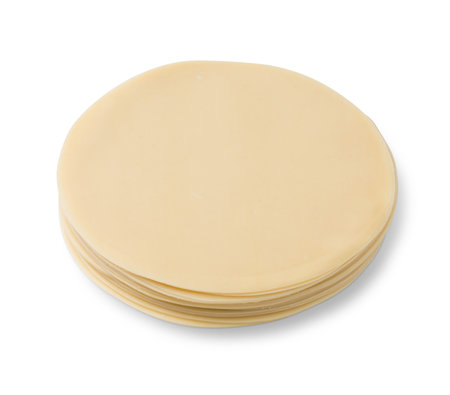 Stack of slices of dough on white background. Dough isolated.の写真素材