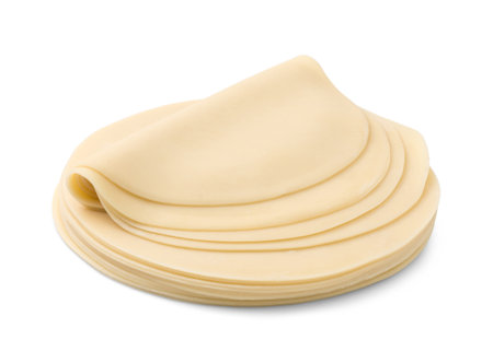 Stack of slices of dough on white background. Dough isolated.の写真素材