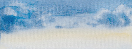 Watercolor sky with clouds. Hand draw.の写真素材