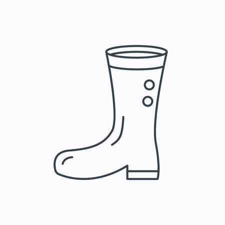 Boots icon. Garden rubber shoes sign. Waterproof wear symbol. Linear outline icon on white background. Vectorのイラスト素材
