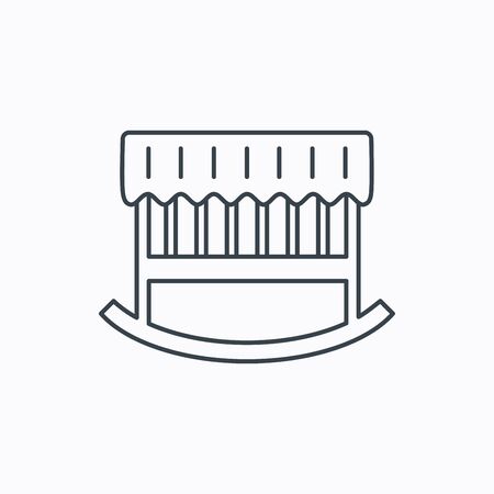 Baby cradle bed icon. Child crib sign. Newborn sleeping cot symbol. Linear outline icon on white background. Vectorのイラスト素材