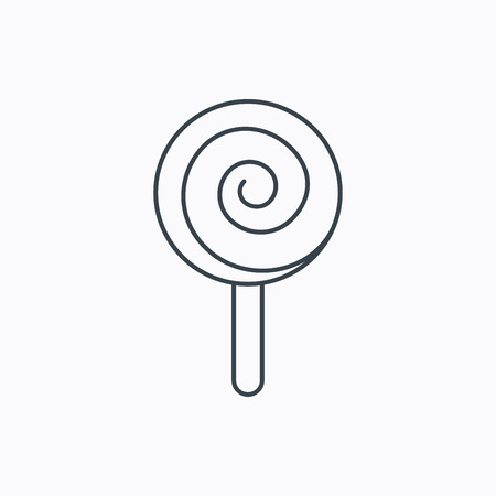 Lollipop icon. Lolly pop candy sign. Swirl sugar dessert symbol. Linear outline icon on white background. Vectorのイラスト素材