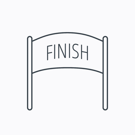Finish banner icon. Marathon checkpoint sign. Linear outline icon on white background. Vectorのイラスト素材