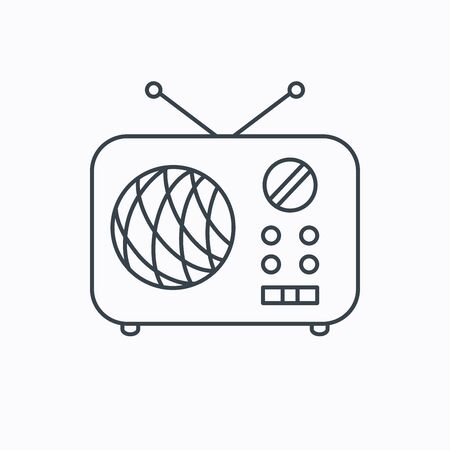 Radio icon. Retro musical receiver sign. Linear outline icon on white background. Vectorのイラスト素材