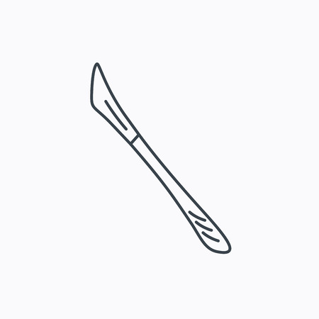 Scalpel icon. Surgeon tool sign. Linear outline icon on white background. Vectorのイラスト素材