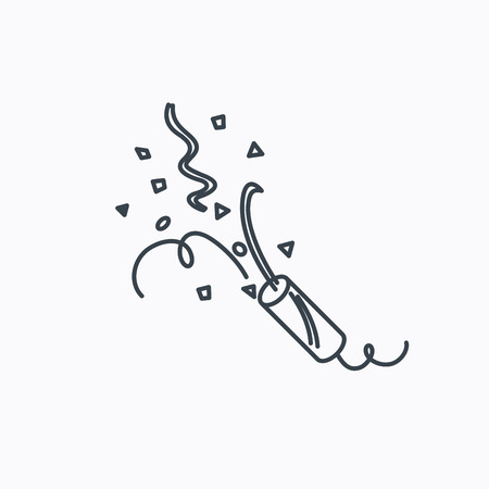 Shooting slapstick icon. Celebration sign. Linear outline icon on white background. Vectorのイラスト素材