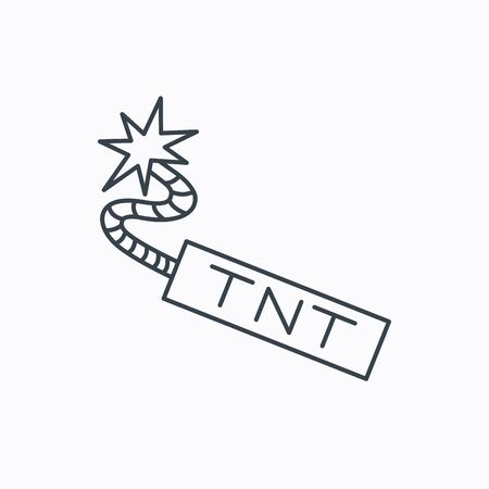 TNT dynamite icon. Bomb explosion sign. Linear outline icon on white background. Vectorのイラスト素材