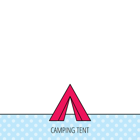 Tourist tent icon. Camping travel hike sign. Circles seamless pattern. Background with red icon. Vectorのイラスト素材
