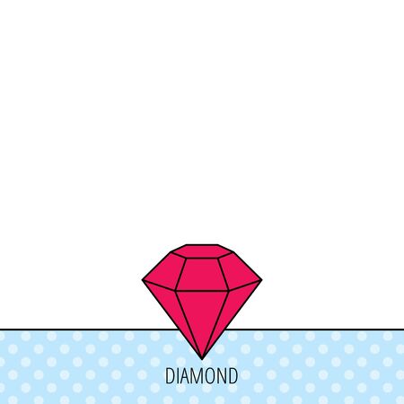 Diamond icon. Brilliant gemstone sign. Circles seamless pattern. Background with red icon. Vectorのイラスト素材