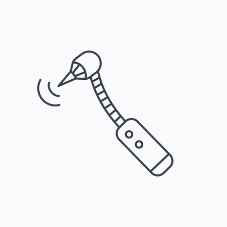 Drilling tool icon. Dental oral bur sign. Linear outline icon on white background. Vectorのイラスト素材