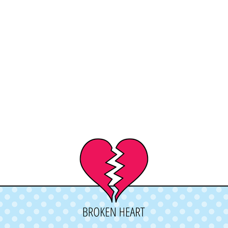 Broken heart icon. Divorce sign. End of love symbol. Circles seamless pattern. Background with red icon. Vectorのイラスト素材