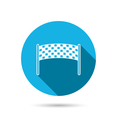 Finishing checkpoint icon. Marathon banner sign. Blue flat circle button with shadow. Vectorのイラスト素材