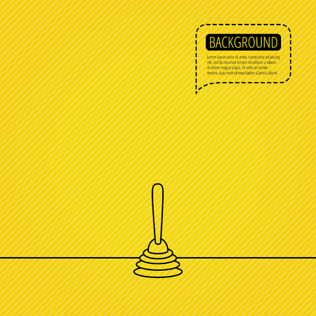 Plunger icon. Toilet cleaning tool sign. Speech bubble of dotted line. Orange background. のイラスト素材