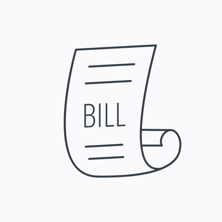 Bill icon. Pay document sign. Business invoice or receipt symbol. Linear outline icon on white background. Vectorのイラスト素材