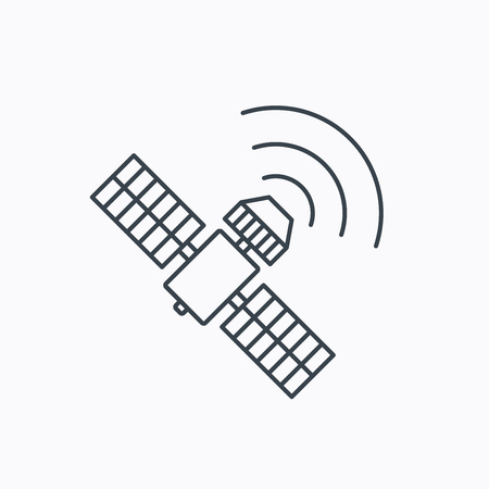GPS icon. Satellite navigation sign. Linear outline icon on white background. Vectorのイラスト素材