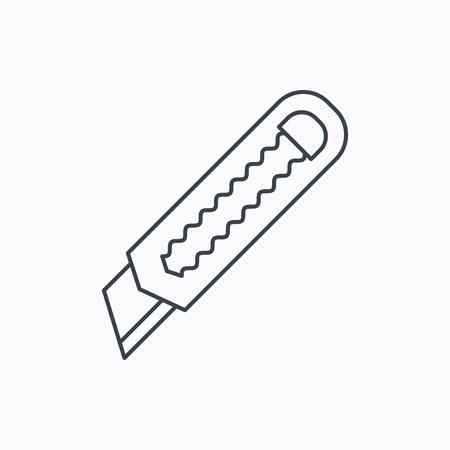 Paper knife icon. Cutter tool sign. Linear outline icon on white background. Vectorのイラスト素材