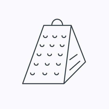 Grater icon. Kitchen tool sign. Kitchenware slicer symbol. Linear outline icon on white background. Vectorのイラスト素材