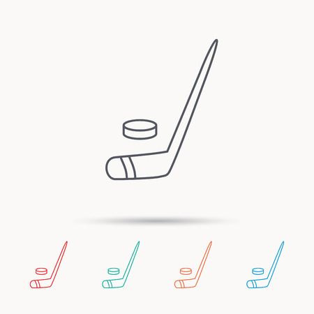 Ice hockey icon. Professional sport game sign. Linear icons on white background.のイラスト素材
