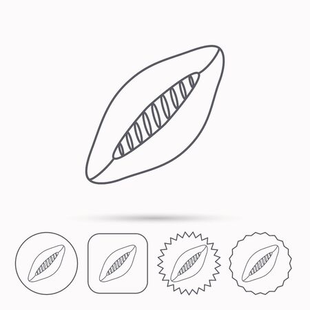 Rugby ball icon. American football sign. Linear circle, square and star buttons with icons.のイラスト素材