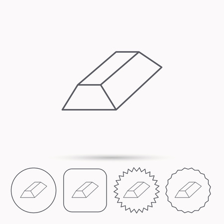 Gold bar icon. Banking treasure sign. Linear circle, square and star buttons with icons.のイラスト素材