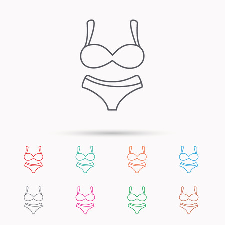 Lingerie icon. Women underwear sign. Linear icons on white background.のイラスト素材