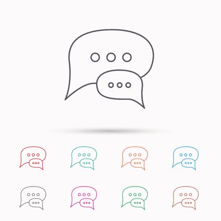 Chat icon. Comment message sign. Dialog speech bubble symbol. Linear icons on white background.のイラスト素材