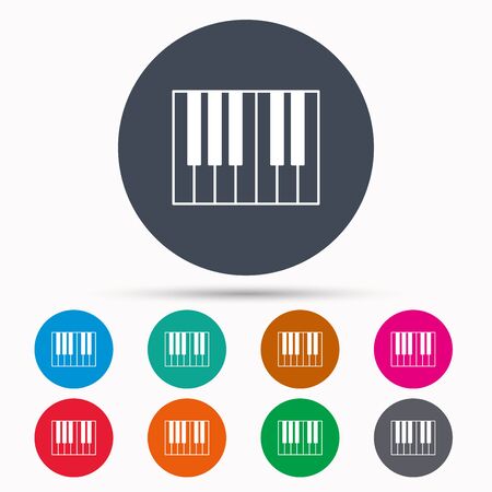 Piano icon. Royal musical instrument sign. Icons in colour circle buttons. Vectorのイラスト素材