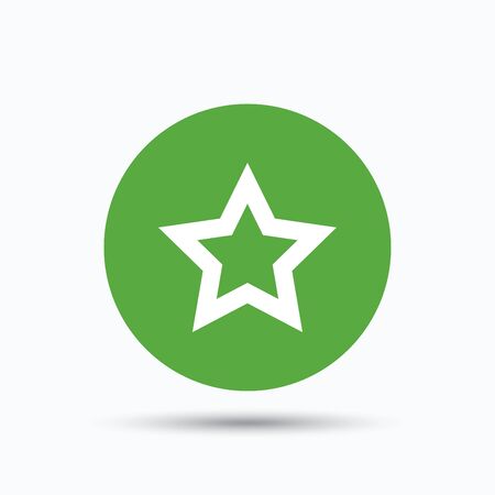 Star icon. Favorite or best sign. Web ranking symbol. Flat web button with icon on white background. Green round pressbutton with shadow. Vectorのイラスト素材