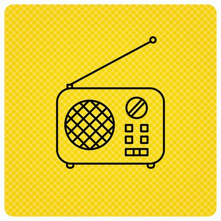 Radio icon. Retro musical receiver sign. Linear icon on orange background. Vectorのイラスト素材