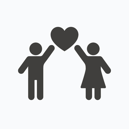 Couple love icon. Traditional young family symbol. Gray flat web icon on white background. Vectorのイラスト素材
