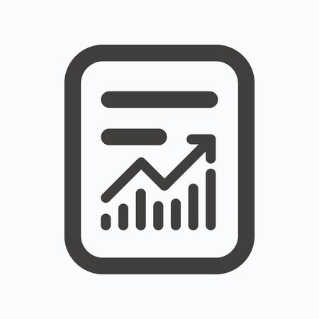 Report file icon. Document page with statistics symbol. Gray flat web icon on white background. Vectorのイラスト素材