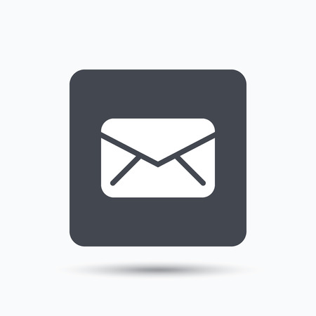 Envelope icon. Send email message sign. Internet mailing symbol. Gray square button with flat web icon. Vectorのイラスト素材