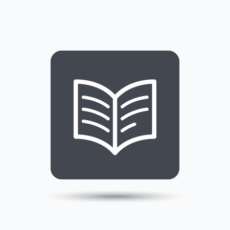 Book icon. Study literature sign. Education textbook symbol. Gray square button with flat web icon. Vectorのイラスト素材