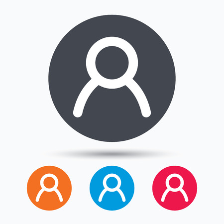 User icon. Human person symbol. Avatar login sign. Colored circle buttons with flat web icon. Vectorのイラスト素材