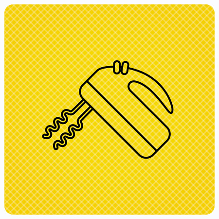 Blender icon. Mixer sign. Linear icon on orange background. Vectorのイラスト素材