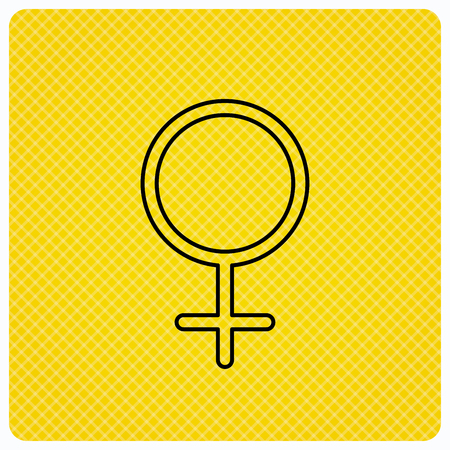 Female icon. Women sex sign. Linear icon on orange background. Vectorのイラスト素材