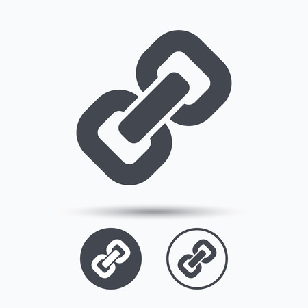 Chain icon. Internet web hyperlink symbol. Circle buttons with flat web icon on white background. Vectorのイラスト素材