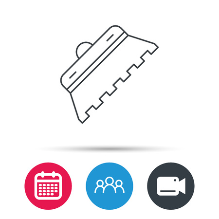 Trowel for tile icon. Spatula repair tool sign. Group of people, video cam and calendar icons. Vectorのイラスト素材