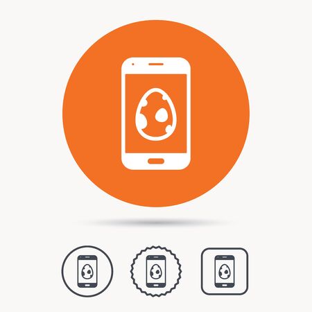 Dinosaur egg icon. Smartphone device symbol.  . Star and square design. Vectorのイラスト素材