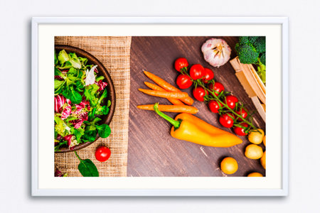 Provence salad. Leaves of endive or chicory, lamb and rose salad. Cherry tomatoes, pepper and...