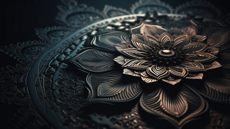 Mandala pattern background. Abstract boho mandala floral ornament. Yoga arabic design. Generative AI artの素材