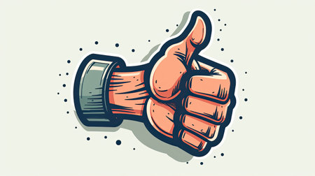 Thumb up hand icon. Like emotion, ok symbol illustration. Yes gesture in body language. Generative AI artの素材