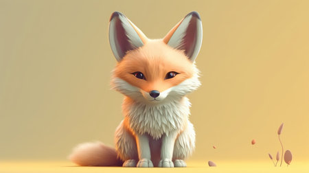 Red fox animal painting. Outdoor omnivorous mammal, portrait of sitting cute animal. Generative AI artの素材