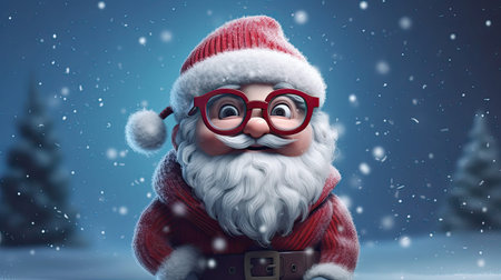 Christmas Santa Claus cute cartoon character. Colorful realistic illustration. Generative AI artの素材