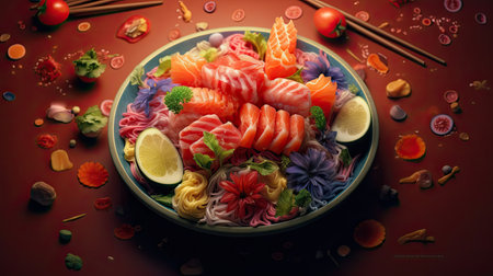 Sashimi tasty meal background. Delicious food. Generative AI artの素材